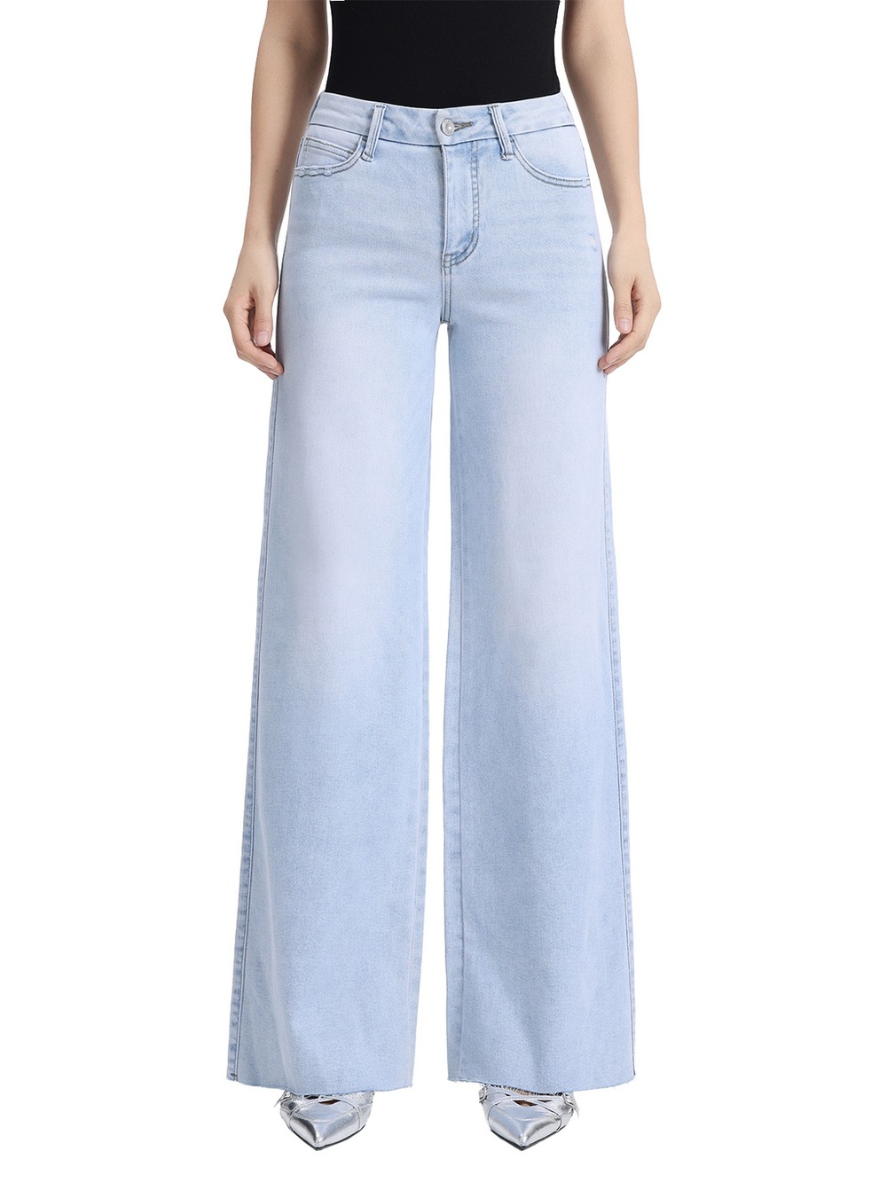 High-Rise Light Blue Wide Leg Jeans for Women